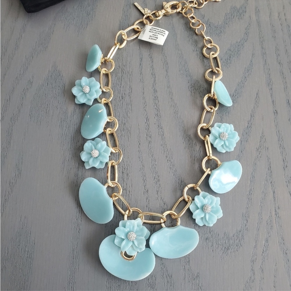 Lele Sadoughi OOAK aqua crystal collar necklace